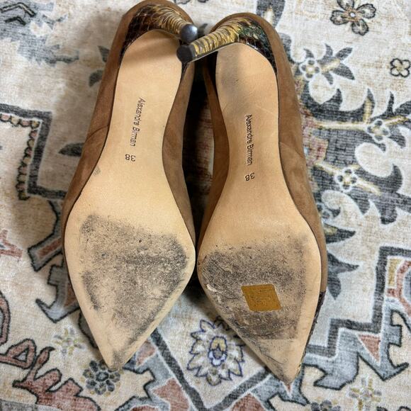 Alexandre Birman Snake Skin Suede Pointed Toe Heels Italian Pumps Women's Size 7 - Picture 13 of 16